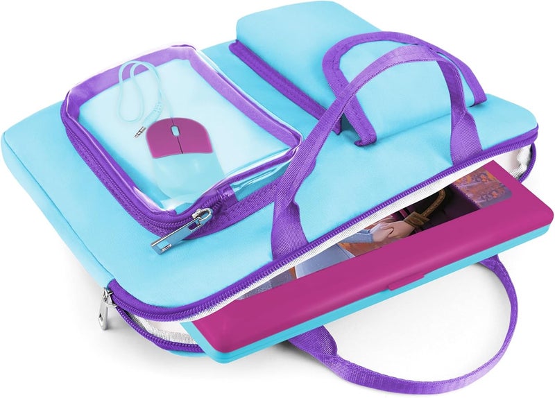 Annmore Carrying Bag for LEXiBOOK Educational and Bilingual Laptop, Blue/Purple - Image 2